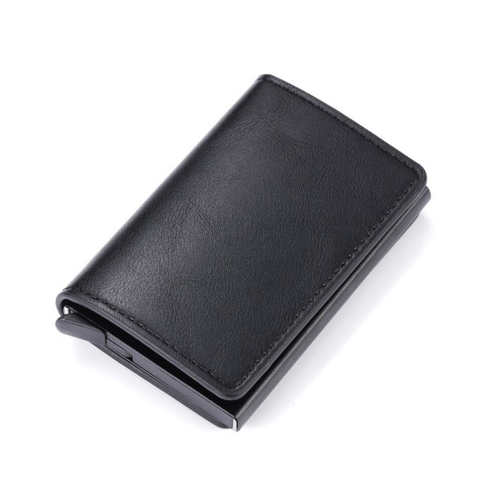 Zaken Id Credit Kaarthouder Mannen En Vrouwen Metalen Rfid Vintage Aluminium Doos Pu Leather Card Wallet Note Carbon: Color 2