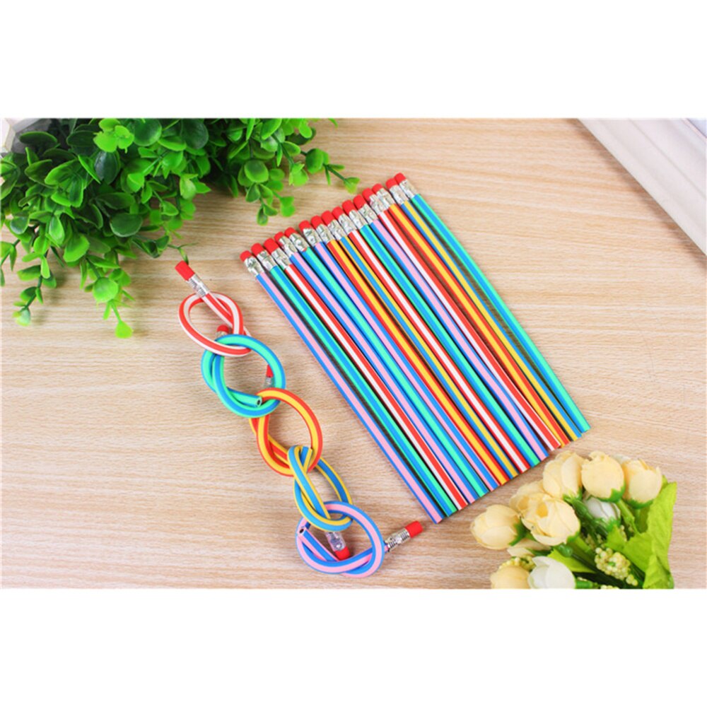 20pcs Bendy Flexible Soft Pencil with Eraser Fun Equipment for Kids Writing (Random Color)