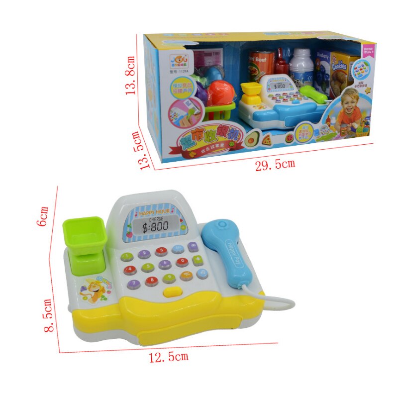 Niños supermercado caja registradora juguete niños simulación juego de rol caja Navidad con sonido y luz