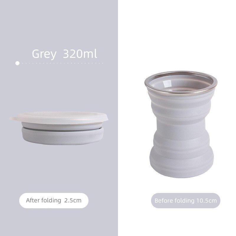 Taza plegable de silicona portátil con cordón, taza de viaje resistente al calor, tapa plegable, almacenamiento para agua
