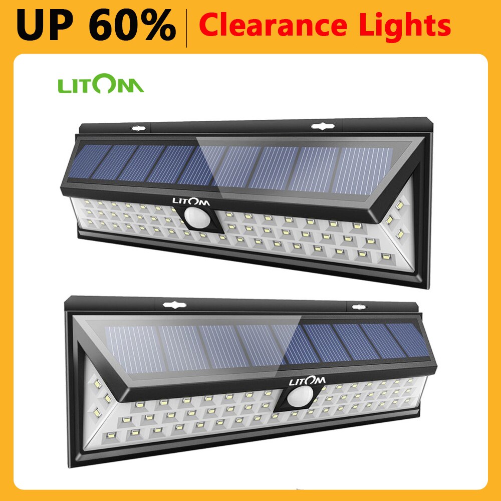 LITOM 54 LED Solar Light Outdoor Solar Motion Sensor Lights IP65 Waterproof Security Light For Garden Garage Yard Lamp Decoratio