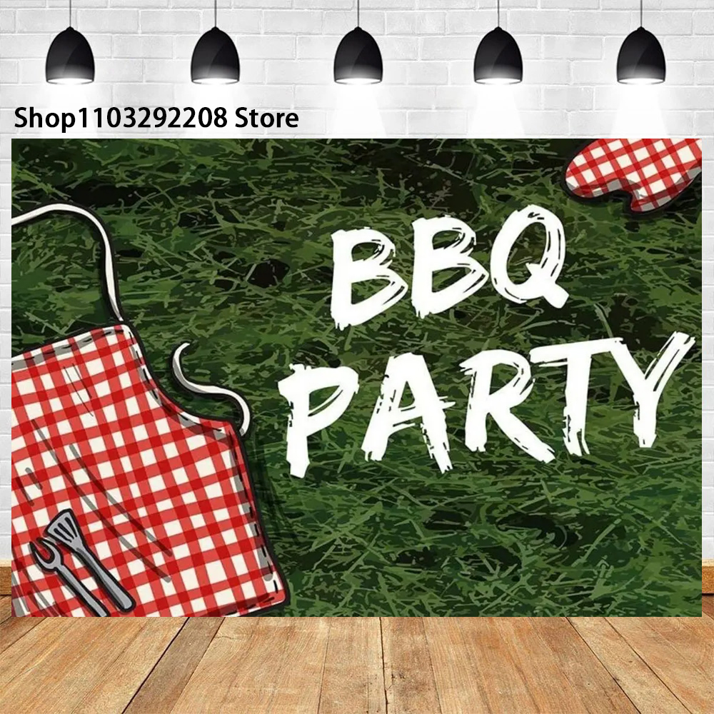 Picnic Party Theme Photography Background Outdoor BBQ Party Red and White Check Wood Backdrop Family BBQ Decor Photocall Banner: L / MULTI