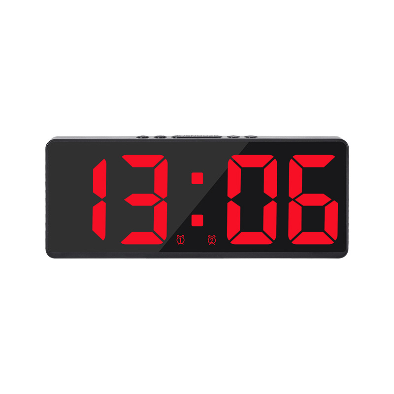 Spraakbesturing Digitale wekker Temperatuur Snooze Nachtmodus Desktop Tafelklok 12/24H Anti-storen Functie LED Klokken Horloge: Rood