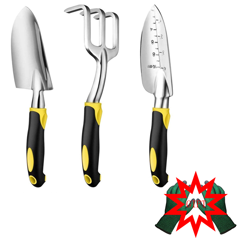 Haom Garden Tool Hand Trowel Bonsai Shovel Rake,Cultivator,Weeder Tools With Ergonomic Handle,Garden Lawn Farmland Transplant: Yellow