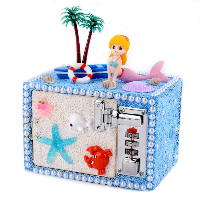 FBIL-DIY Fun Hout Sieraden Doos Craft Kit Kids Speelgoed Voor Meisjes Houten Schatkist Kunsten En Ambachten Decoratie Ornamenten: Blue