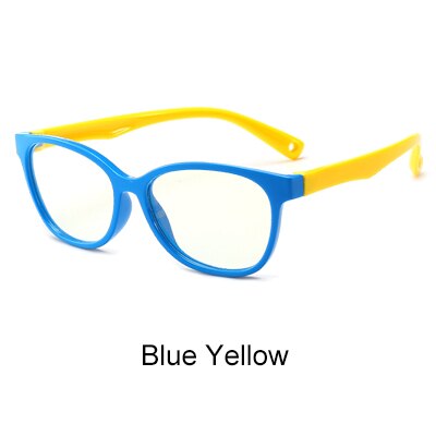Ralferty kids ultralichte siliconen brilmontuur anti-blauwfilterbril computerbril  uv400 brillenmonturen kind  k007: Blauw geel
