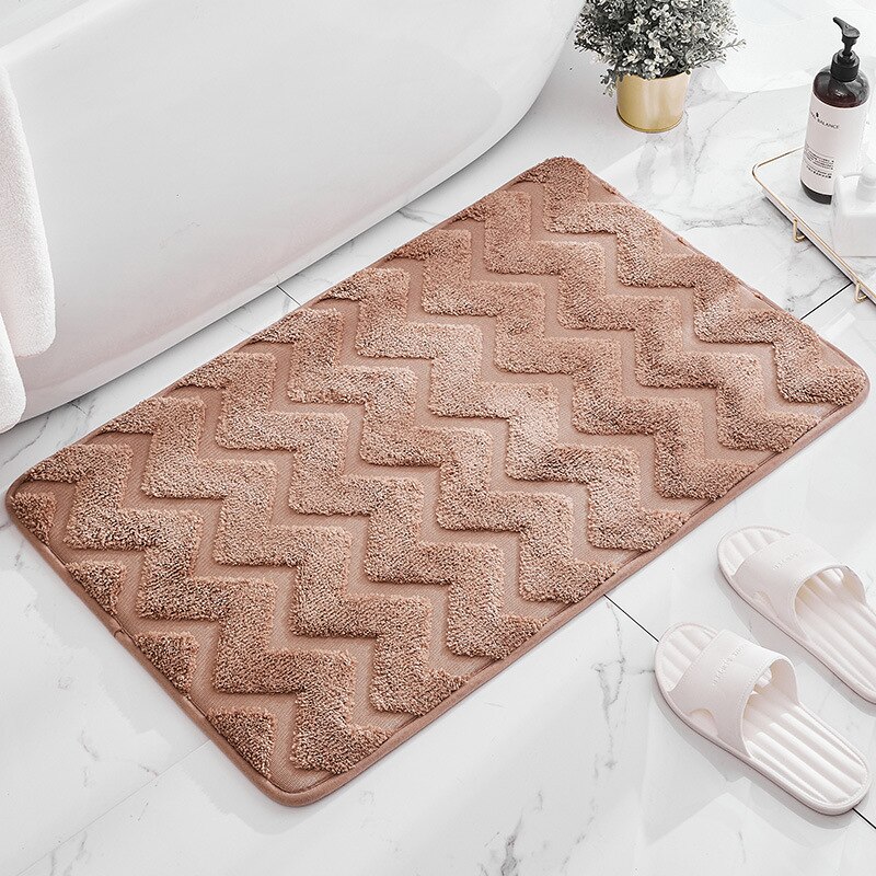 Thick Plush Bath Mats Water Absorbent Soft Shower Bathroom Rug Non-slip Shower Floor Mat Streak Entrance Door Mat Grey: bath mat-coffee / 50x80cm