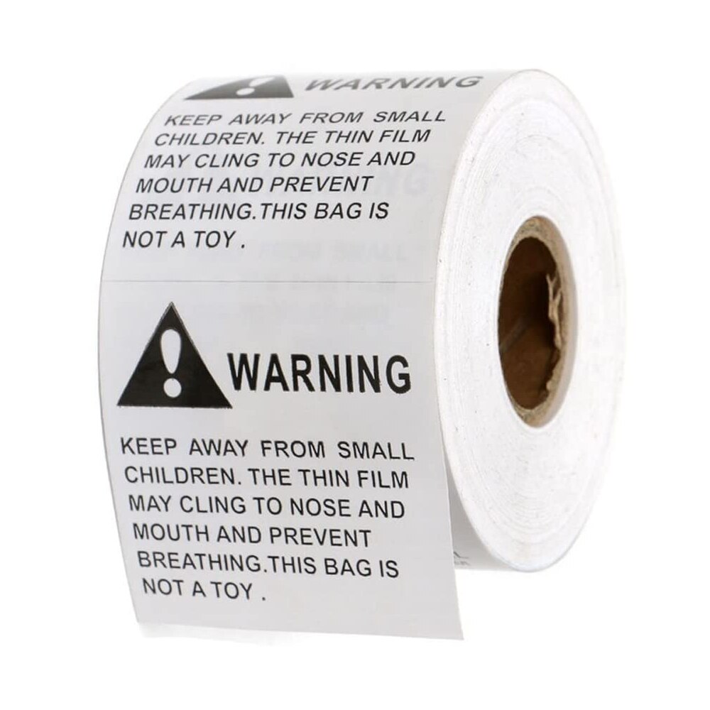 500 Labels per Roll, 2"x2" Warning Risk of Suffocation FBA Approved Pre-Printed Labels/Stickers (2" x 2") - BPA Free!