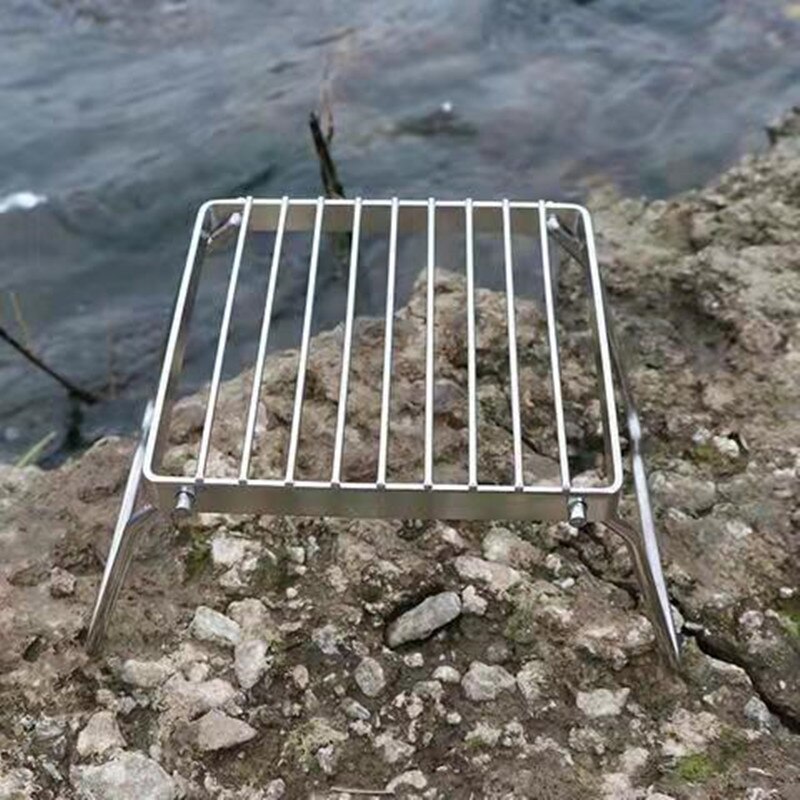 Outdoor Camping Self-Driving Tour Portable Pot Rack Folding 304 Stainless Steel Barbecue Rack Camping Frying Pan Barbecue Rack