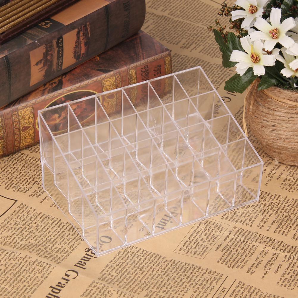 Klar akryl 24 kosmetisk organizer makeup case holder display stand storage