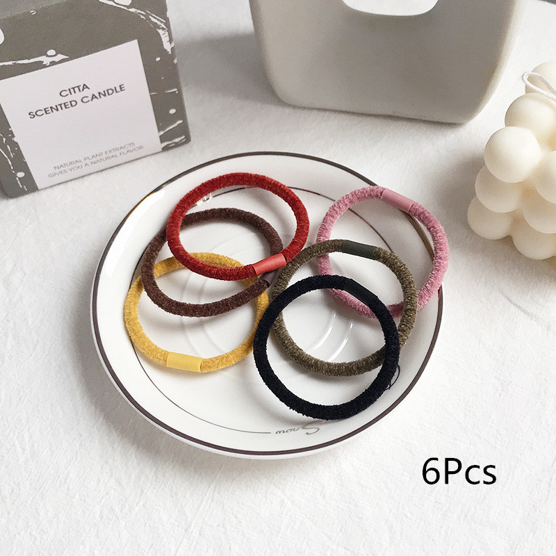 5 pz/pacco di base Spessore Intrecciato Fasce Elastiche per Capelli Semplice Elastico coda di Cavallo Corda Nero Marrone Cravatta Dei Capelli fascia per Le Donne Ragazze: Colore rosa