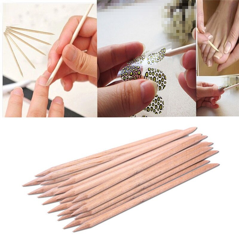 5 stuks nagelkunst oranje houten stokjes voor nagelkunst nagelriemduwer remover pedicure manicure tool mooi