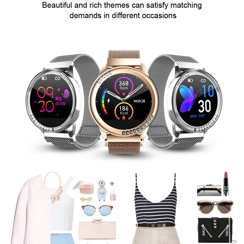 H16 Smart Horloge Vrouwen Jurk Hartslag Bloeddrukmeter Touchscreen Waterdichte Dame Smartwatch Voor Android Ios Vs KW10