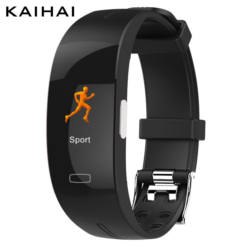 KAIHAI termometro PPG ECG HRV BPM breath tasso di misurazione della pressione arteriosa astuto della vigilanza del braccialetto della fascia di polso per il fitness Attività pista: Black smart bracelet