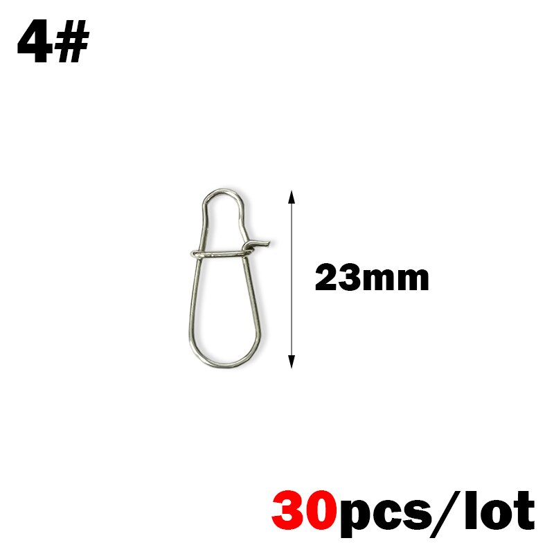 30 stks/partij Rvs Haak Snelle Clip Lock Snap Swivel Vissen Solid Ringen Veiligheid Snaps Vishaak Connector Visgerei: 30pcs-4