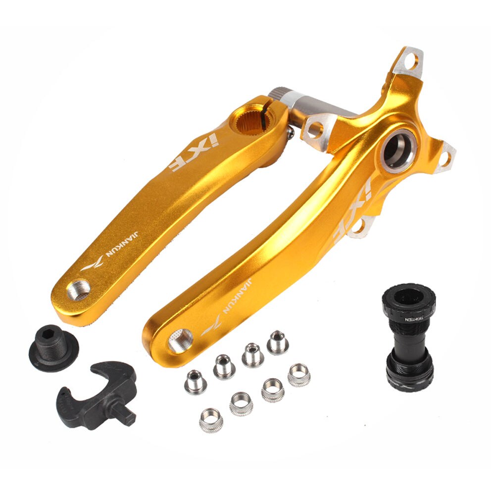 Ixf hollowtech 2 mtb kranksæt cykel krankarme plejlstænger til cykelvogn effektmåler landevejscykel dele 104 bcd: Guld med bb