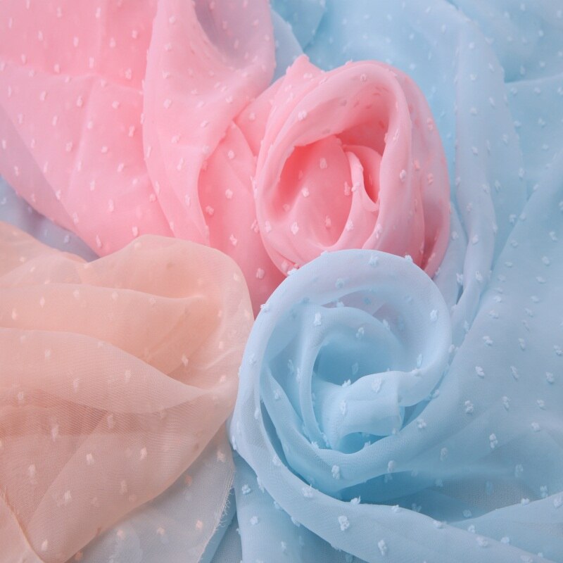 Cosplay kjole chiffon swissdot solid polkaprikket kjole stof swiss prikket chiffon stof kjole materiale