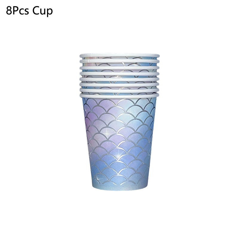 Zeemeermin Feestartikelen Zeemeermin Servies Set Shell Papieren Bord Cup Servet Kleine Zeemeermin Verjaardagsfeestje Decoratie Babyshower: Olijf