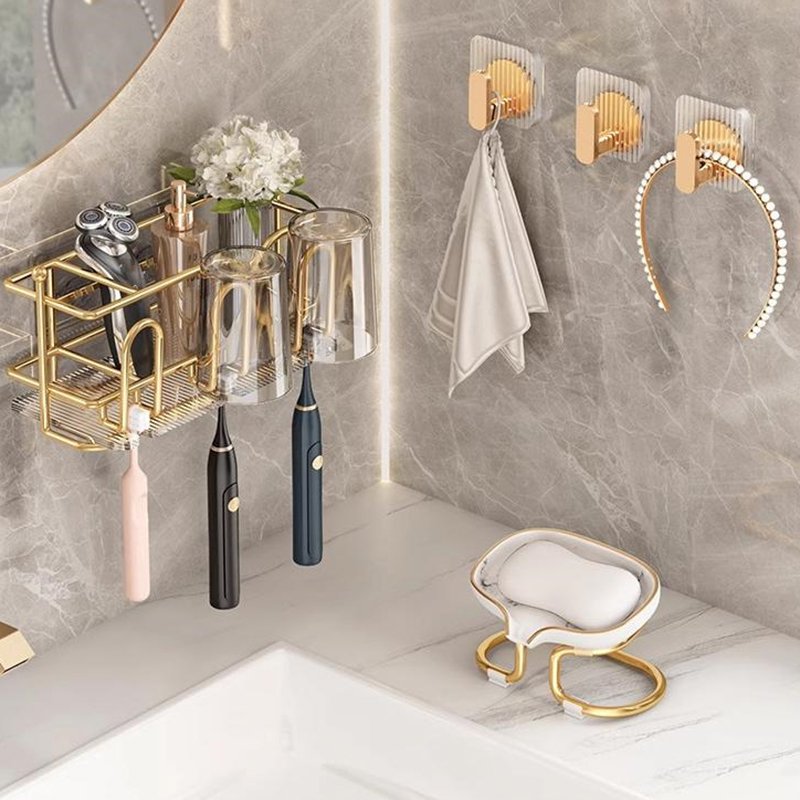 1/4 Stuks Zelfklevende Wandhaken Acryl Badkamer Haken Voor Opknoping Waterdichte Luxe Zelfklevende Haak Handdoekhouder Woonaccessoires