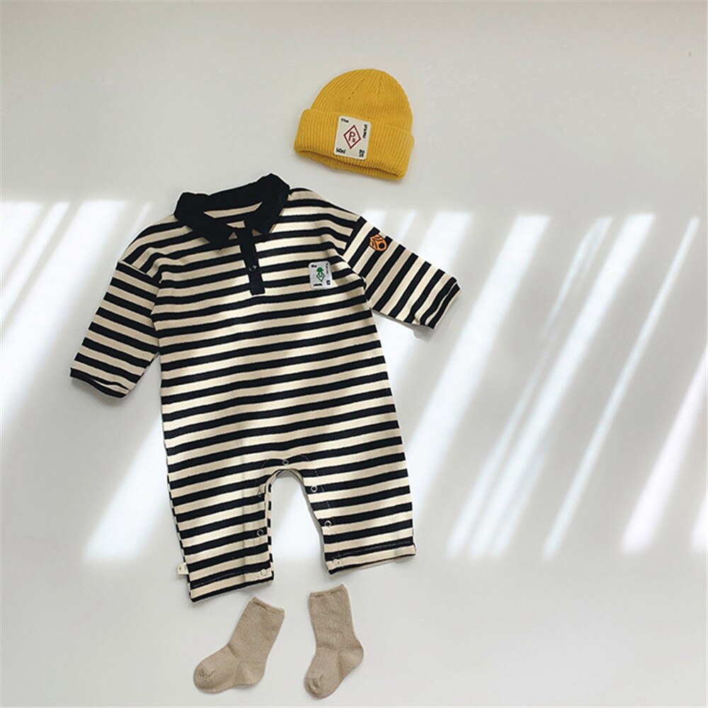 Knit Baby Rompers Black Striped Baby Boy Girls Clothing Long Sleeve Infant Boys Play Suit Baby Outfits Autumn