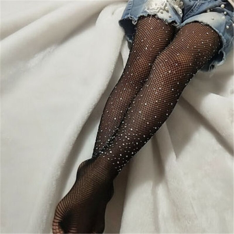 Baby panty's kinderen glanzende strass meisjes panty's kinderen mesh visnet beddengoed visnet panty's kousen