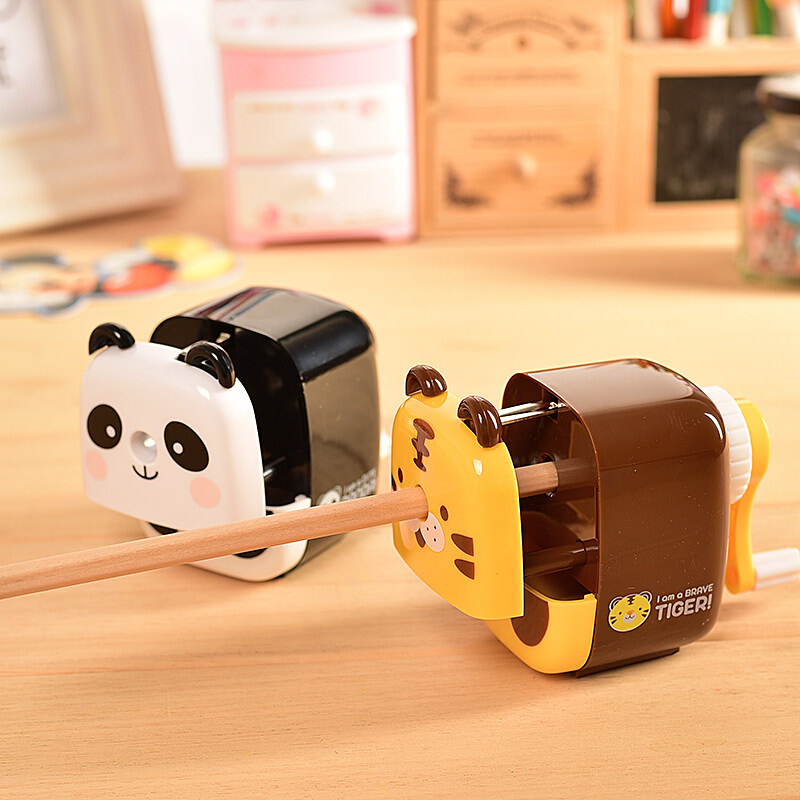 Kawaii Panda Tiger Pencil Sharpener Manual Hand Crank Pencil Cutter Sharpener Kids Korean Stationery School Office Supplies