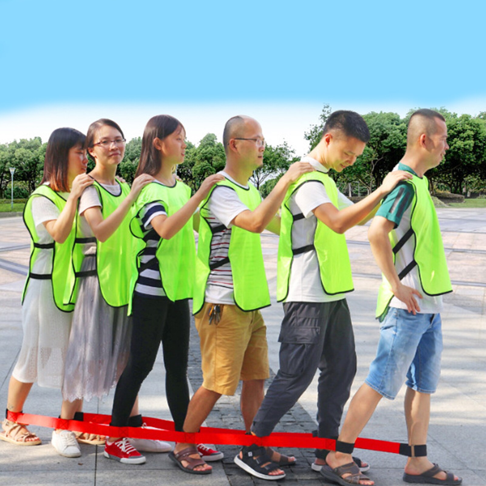 Outdoor 4 People Giant Footsteps Teamwork Games Training Sport Interactive Toy