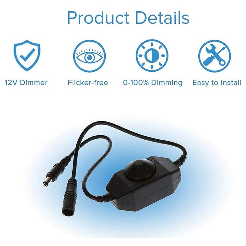 LED Bar Light Dimmer, DC 12V-24V Dimmer Switch, Suitable For LED Bar Light, LED Rope Light 3528, 5050, 5630