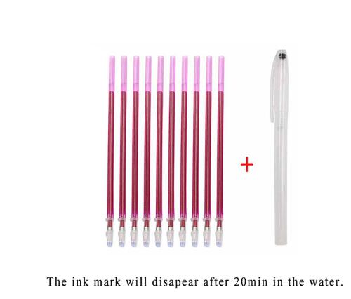 1Set Fabric Markers Pencil Fade Out for Drawing Lines Disappearing Marker Pens PP Multi Purpose DIY Craft Sewing Accessories: rosered water vanish