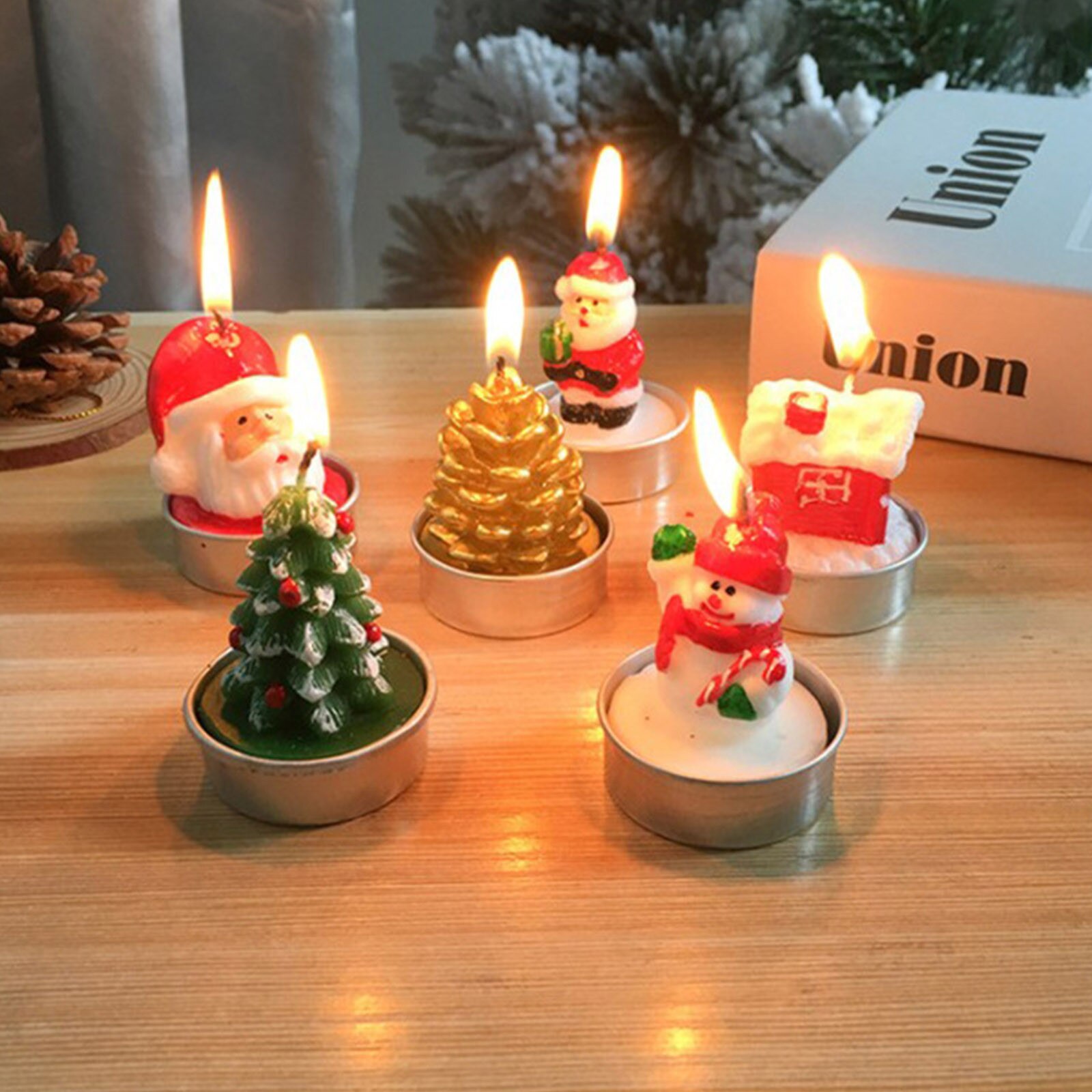 3 Stks/set Kerst Kaarsen Santa Huis Sneeuwpop Kerstboom Paraffine Kaarsen Bruiloft Home Party Kaarsen Decor Light #3