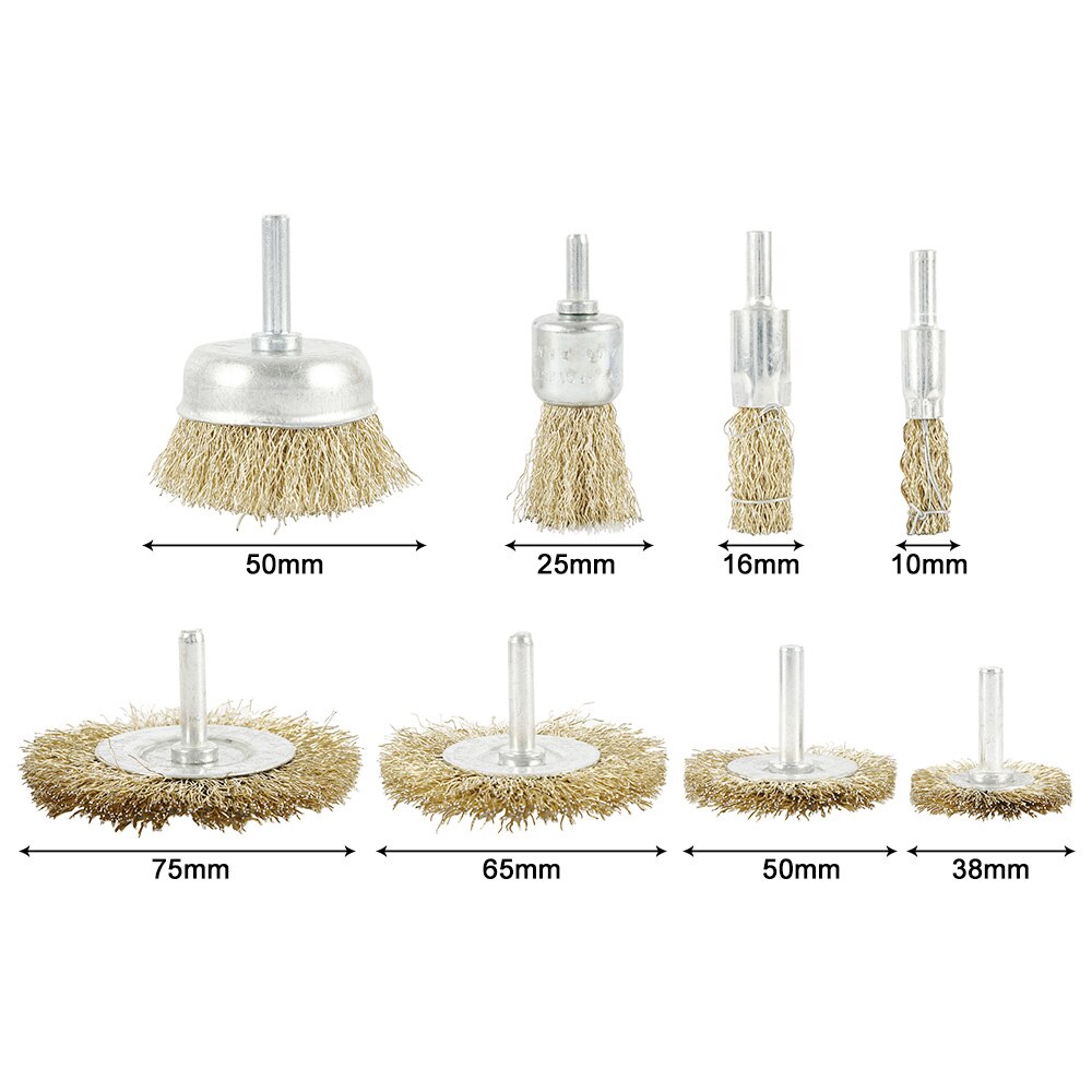 8pcs Brass Brush Wire Wheel Brushes Die Grinder Rotary Electric Tool for Engraver Polishing Brush Tool
