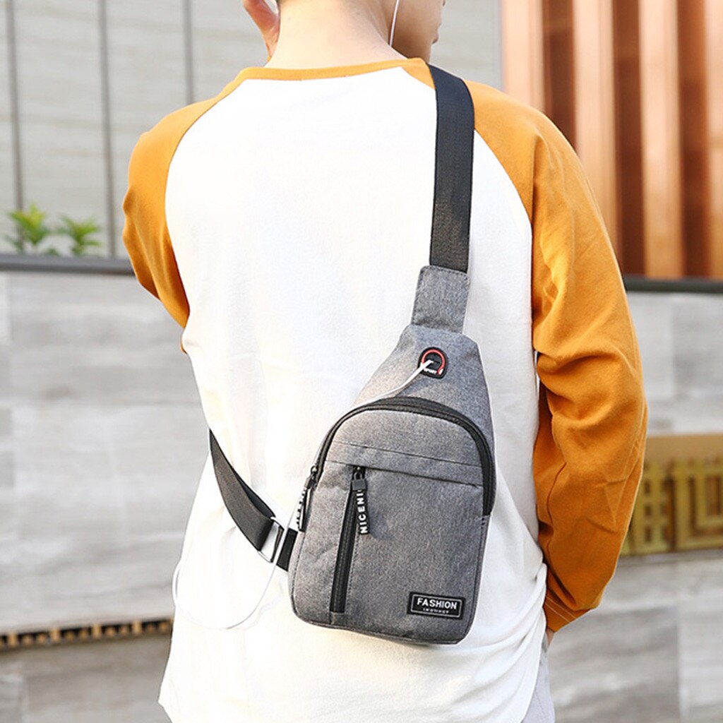 Male Shoulder Bags USB Charging Crossbody Bags Theft Chest Bag School Summer Short Trip Messengers Bag