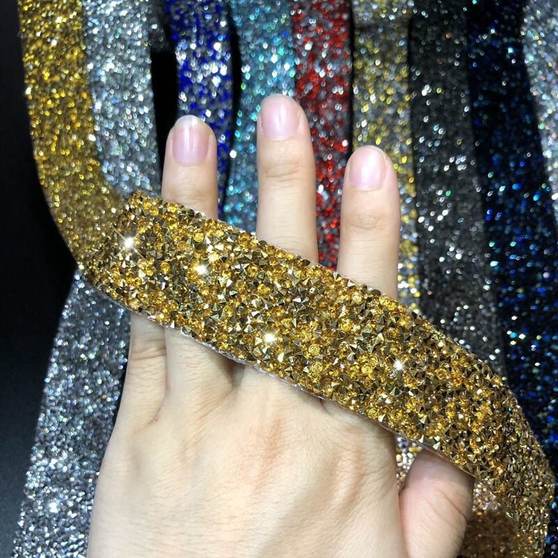 20 x 3cm selvklæbende rhinestone tape applikator rhinestones til tøj rhinestone applique strass hotfix krystal smykker bånd: Ti -zd0020