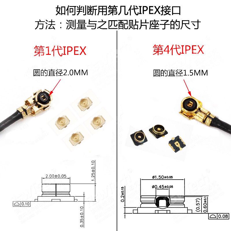 Base de antena de parche IPX4/IPEX4 generación 4 IPEX/U.FL SMT RF conector WiFi Coaxial generación 4 extremo de placa de antena 10 piezas