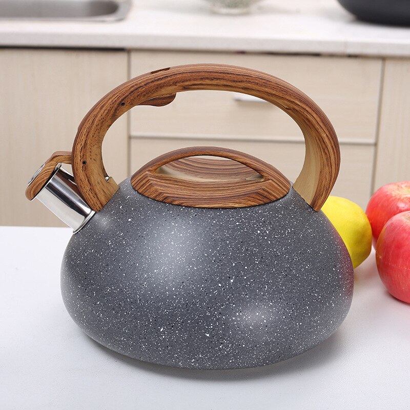 Boiling Whistle Kettle Wood Grain Handle Water Kettle Stainless Steel Teapot Cookware Hervidor De Agua Kitchen Utensils EB50SH