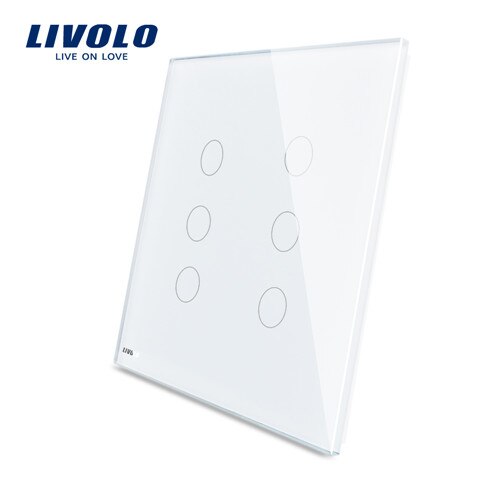 Livolo US standaard Luxe Zwarte Kristal Glas, dubbele Glas Panel Voor 3 Gang + 3 Bende Schakelaar VL-C5-C3/C3-11/12: White