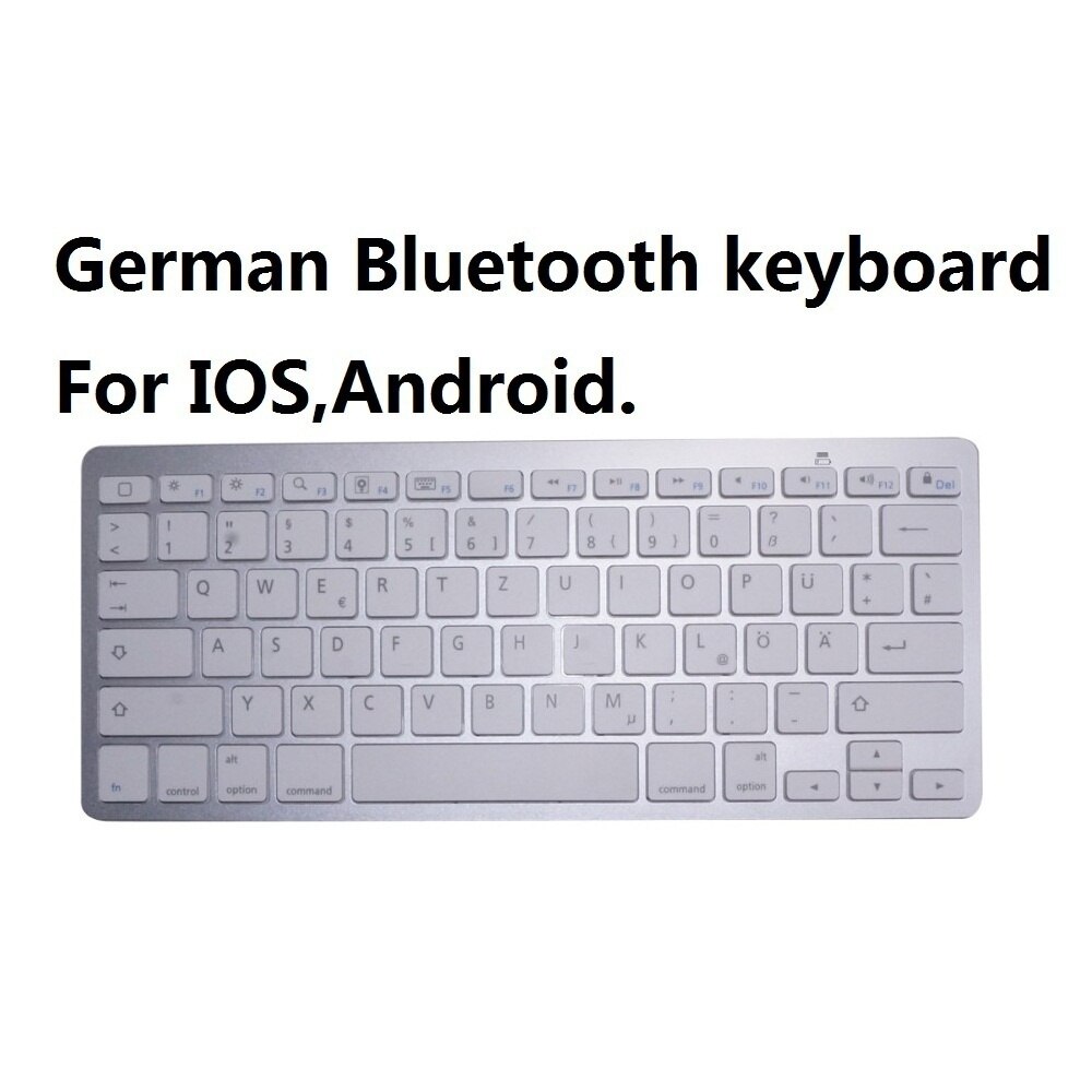 French Russian German English Portugues Spanish Arabic Wireless Bluetooth 3.0 keyboard for Smartphone iOS Windows Android: German