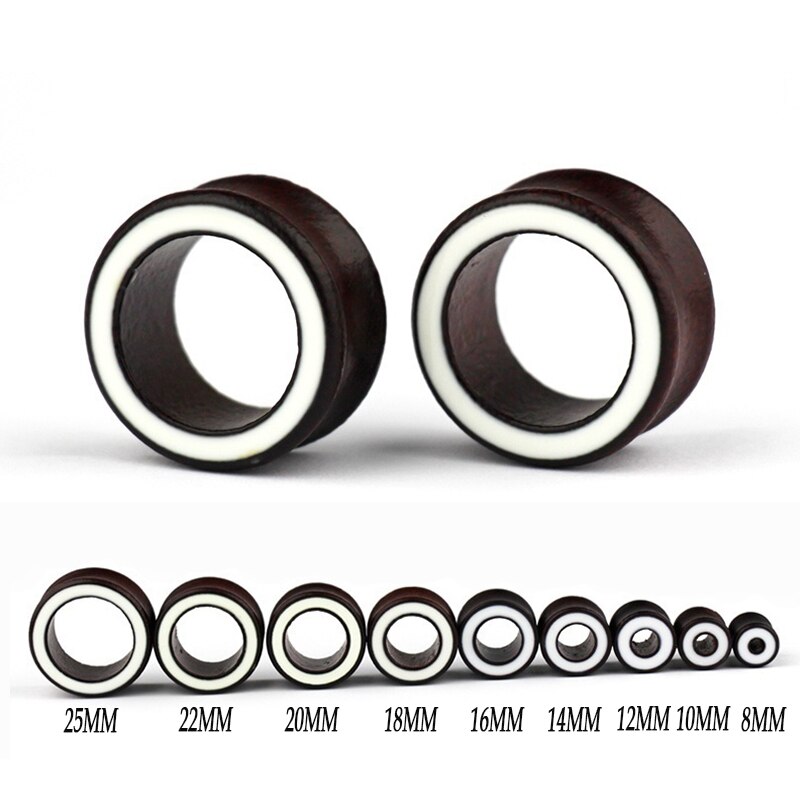 2 Pc Hout Pluggen En Tunnels Flexibele Dunne Oor Tunnel Dubbele Flared Oor Piercing Flesh Tunnel Holle Oor Gauge Expander brancards