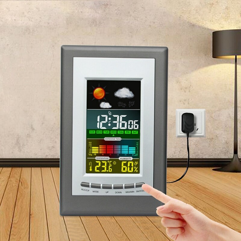 Weather Electronic Clock, Color Screen Weather Clock, Temperature and Humidity Alarm Clock, Digital Calendar Clock