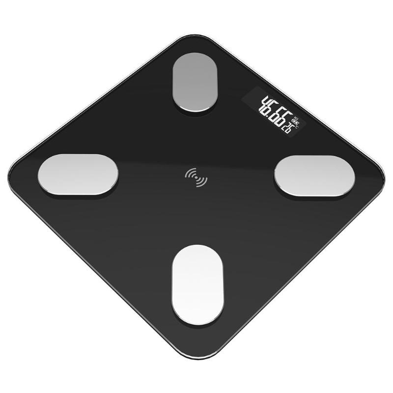 0,1 kg-180 básculas de baño en kg báscula de grasa corporal LCD Digital voz inteligente Bluetooth APP básculas electrónicas Analizador de composición corporal: Black