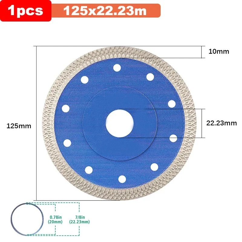 Diamantzaagblad 105 115 125 mm porseleinen tegels keramische graniet marmeren snijbladen voor haakse slijper: Sky Blue