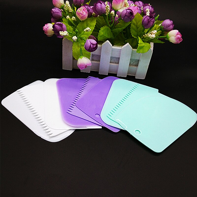 3pcs/set Cake Spatula Plastic Cake Smoother Scraper Set Dough Cutter Cakes Icing Baking Tools Kitchen Accessories