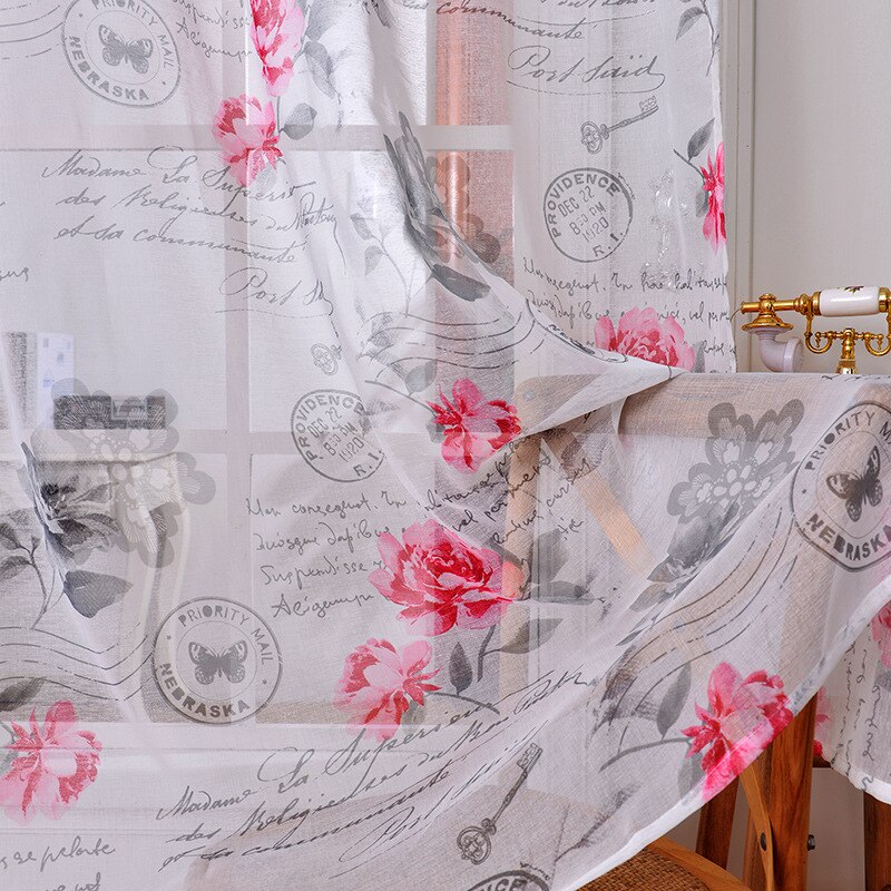 Tkaniny zasłony tiulowe robić sypialni kwiaty priorytet poczta zasłony dla dzieci robić salonu zasłony kuchenne tulles 1pc