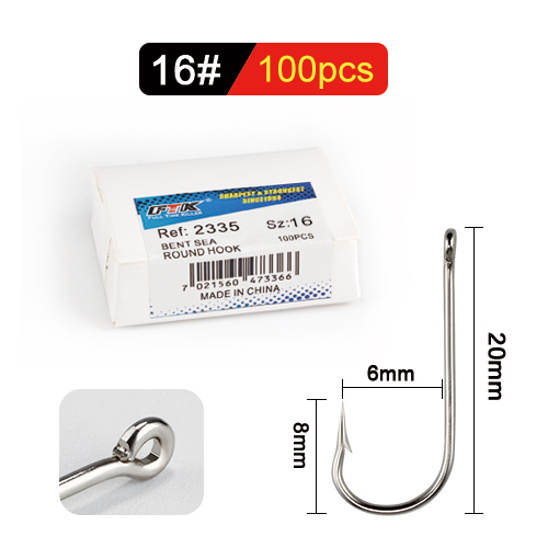 FTK 10#-20# 100Pcs/Box Bent Sea Round Hook 2335 Nickel Big Ringed Hooks From Norway For Jigging Carp Fishhook Fishing Tackle: Navy Blue