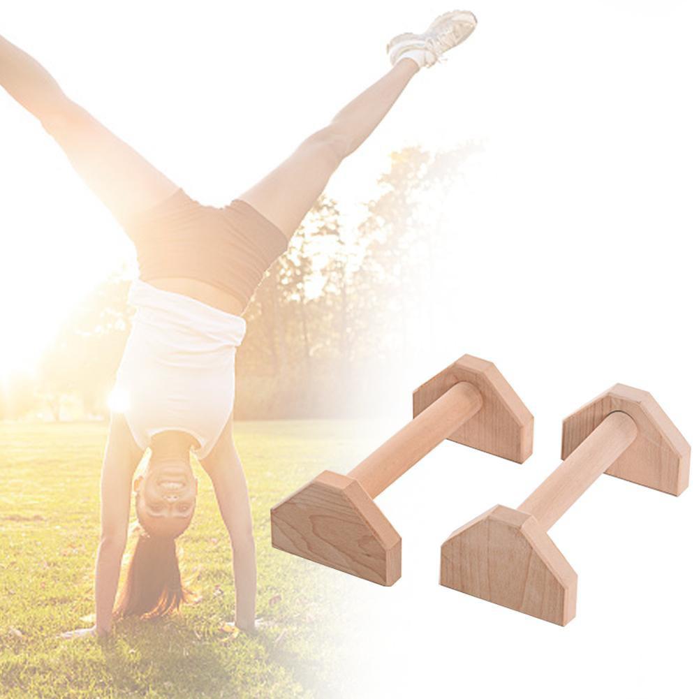 1Pair Wooden Push-up Stands Bars Home Gym Push Pull Training Calisthenics Body Building Anti-slip Parallettes Handstand Fitness