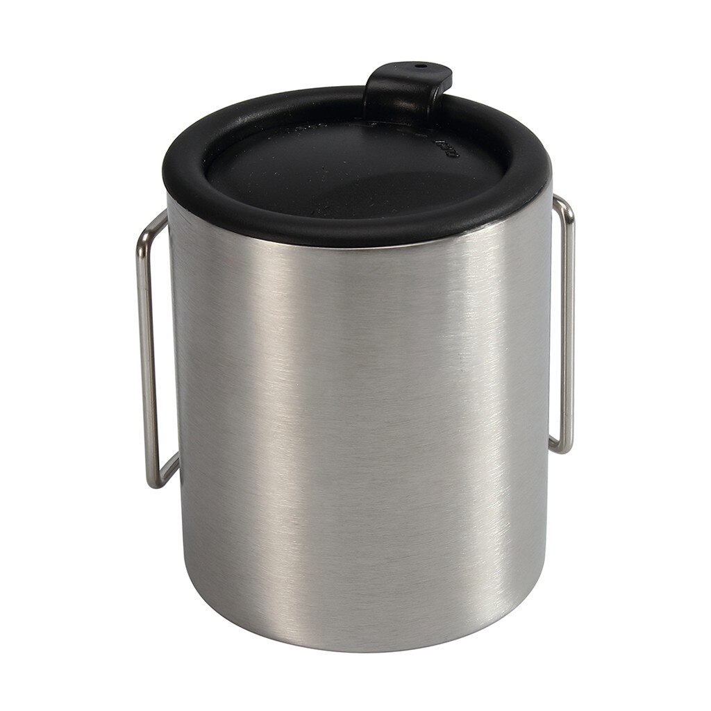 Outdoor Portable Camping Coffee Cup Double Stainless Steel Cup Folding Handle: 300ML