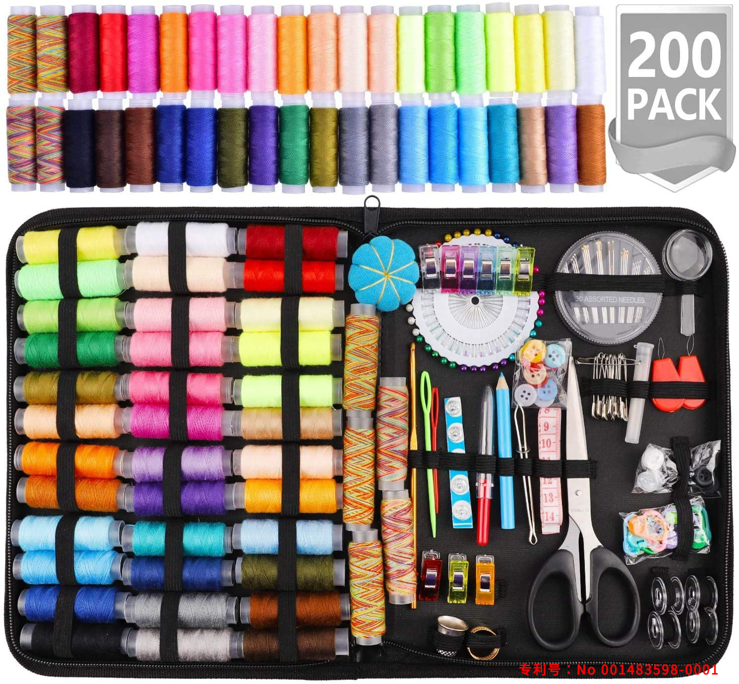 Caja de costura multifunción, Kit de viaje de 68-230 piezas, bolsa de almacenamiento de hilo de aguja de puntada, tela artesanal, de Navidad para mamá: Gris oscuro
