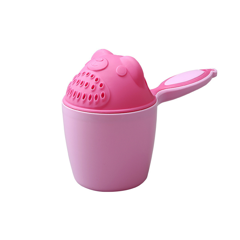 Petit seau de douche en forme de cuillère mignonne pour bébé,accessoire de bain pour nourrisson, décoré à thème de dessin animé, outil pour baignoire d&#39;enfant, écope, shampooing,: pink