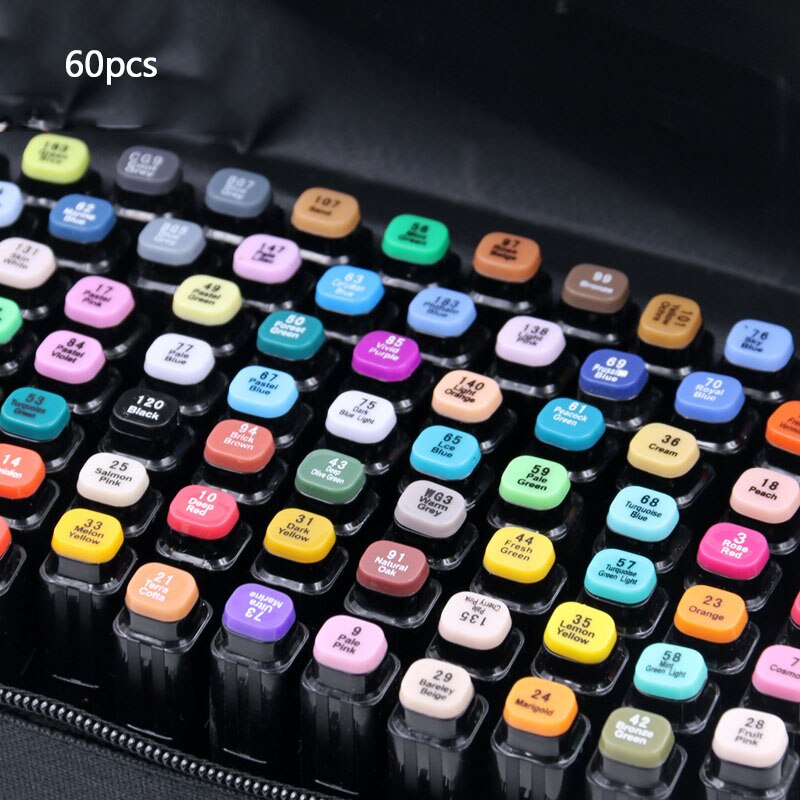 30/40/60/80 Anime Touchnew Marker Stift Kennzeichnung Stifte Farbe Marker Markieren Stift Bunte Malerei manga Kunst Liefert: 60 Schwarz Pole