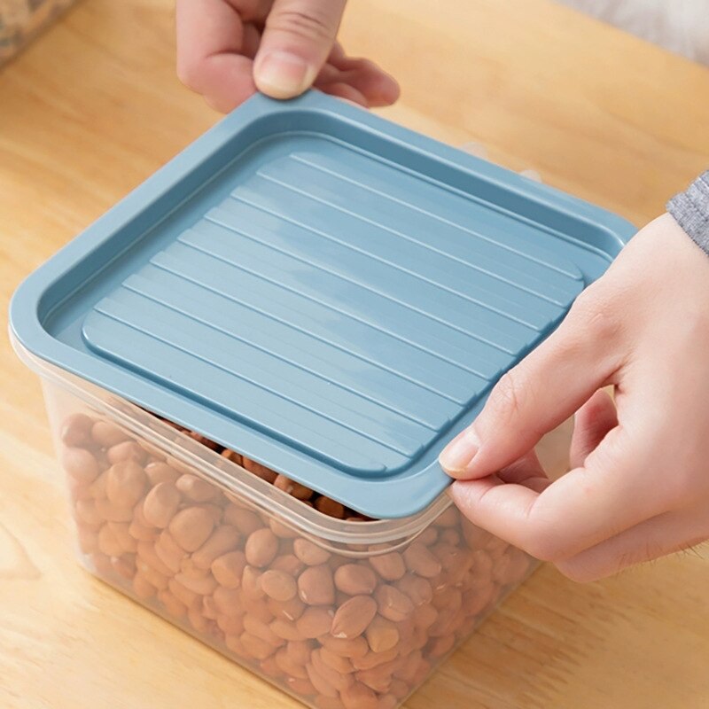 Kylskåp Förvaringslåda med Handtag - Plast Lufttät Behållare med Lock - Mat Frukt Förvaringsburk